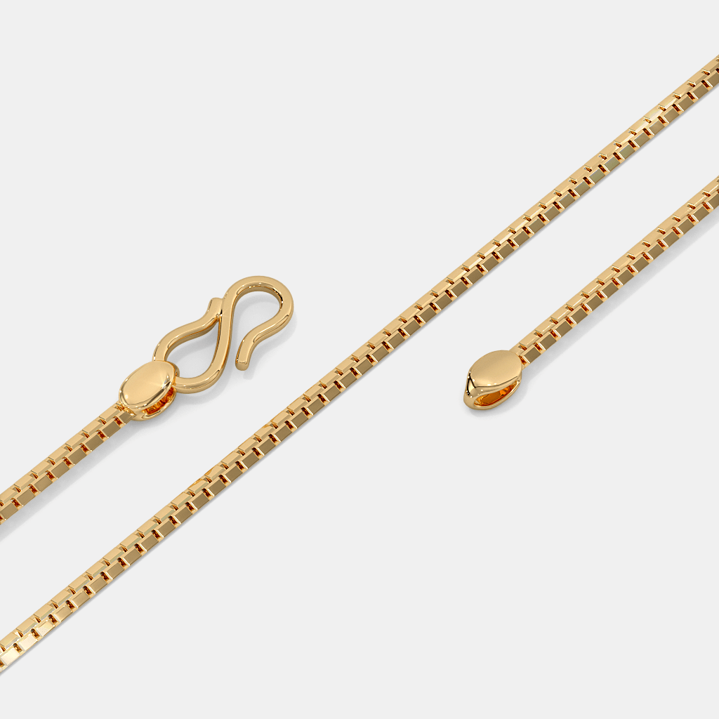 Men’s Flat Box Gold Chain Necklace Sleek Solid Finish Design