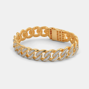 Men’s Gold Curb Chain Bracelet with Diamond Textured Center Clasp