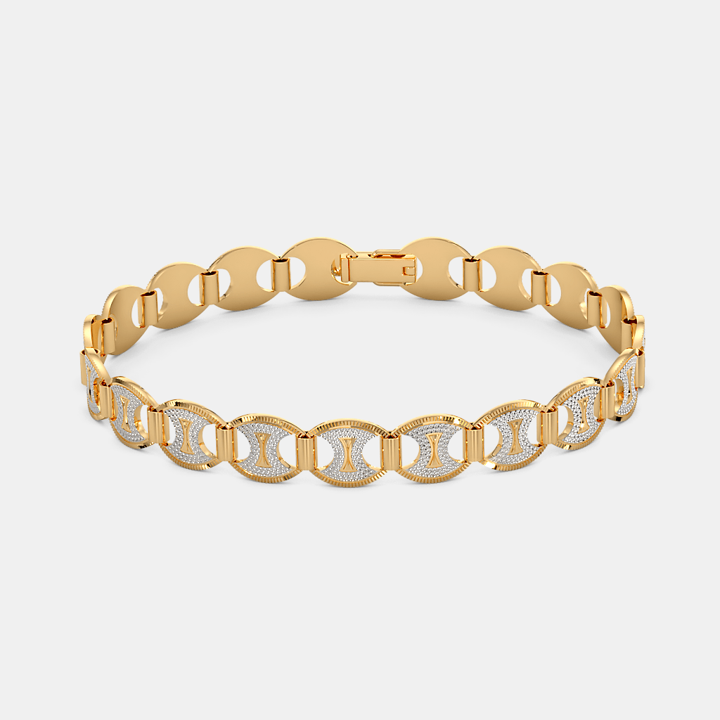 Men’s Gold Diamond Accent Link Bracelet Premium Luxury Gold Design