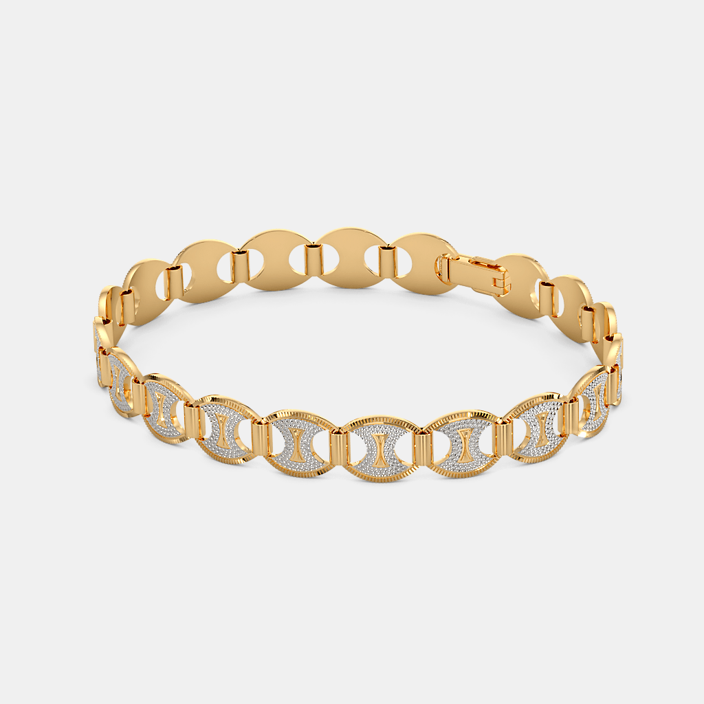 Men’s Gold Diamond Accent Link Bracelet Premium Luxury Gold Design