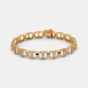 Men’s Gold Diamond Bar Link Bracelet Premium Luxury Gold Chain Design