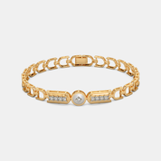 Men’s Gold Diamond Center Link Bracelet  Modern Luxury Chain Design