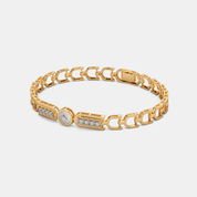 Men’s Gold Diamond Center Link Bracelet  Modern Luxury Chain Design