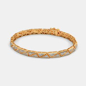 Men’s Gold Diamond Geometric Pattern Bracelet  Modern Triangle Link Design
