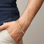 Men’s Gold Diamond Rectangular Link Bracelet Premium Luxury Gold Design