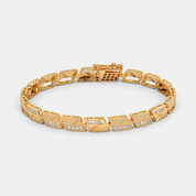Men’s Gold Diamond Rectangular Link Bracelet Premium Luxury Gold Design