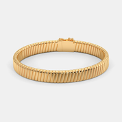 Men’s Gold Flat Ribbed Bracelet Premium Minimal Solid Gold Design