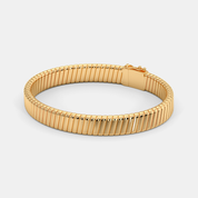 Men’s Gold Flat Ribbed Bracelet Premium Minimal Solid Gold Design