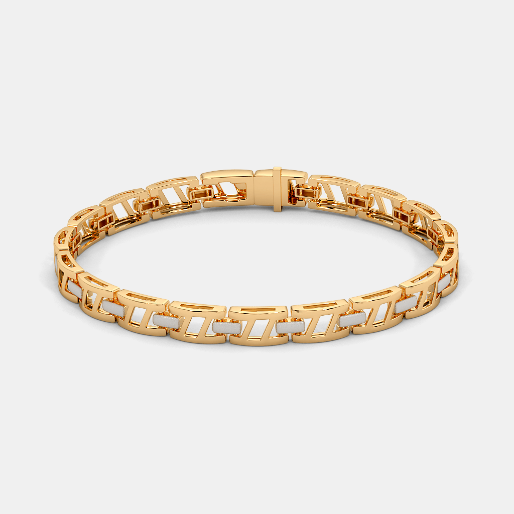 Men’s Gold Geometric Link Bracelet Modern Minimal Gold Chain Design