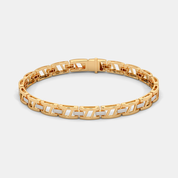 Men’s Gold Geometric Link Bracelet Modern Minimal Gold Chain Design