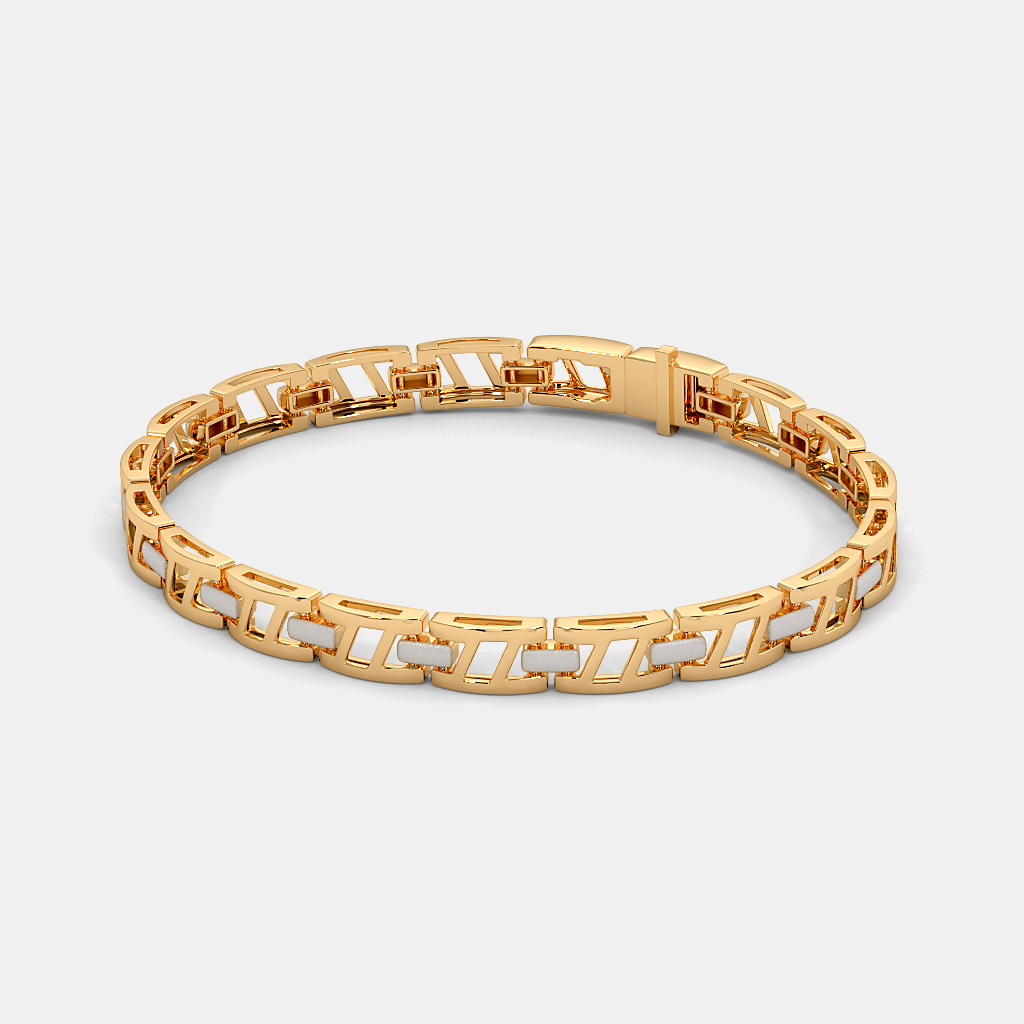 Men’s Gold Geometric Link Bracelet Modern Minimal Gold Chain Design