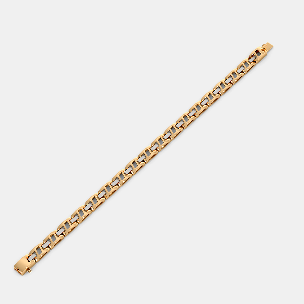 Men’s Gold Geometric Link Bracelet Modern Minimal Gold Chain Design