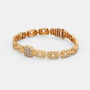 Men’s Gold Link Bracelet with Square Pave Center Accent
