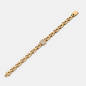 Men’s Gold Link Bracelet with Square Pave Center Accent