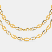 Men’s Gold Oval Link Chain Necklace Dual Tone Matte Finish Design