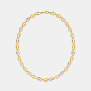 Men’s Gold Oval Link Chain Necklace Dual Tone Matte Finish Design