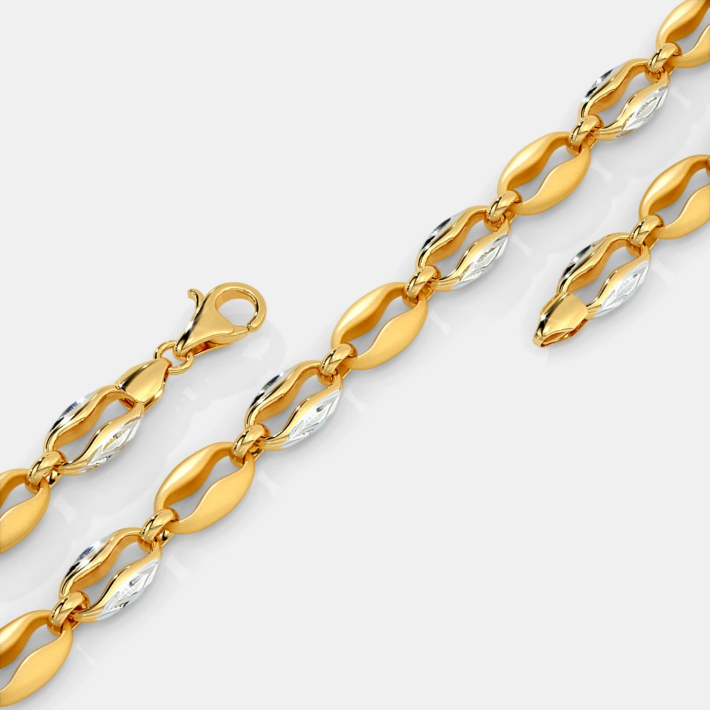 Men’s Gold Oval Link Chain Necklace Dual Tone Matte Finish Design