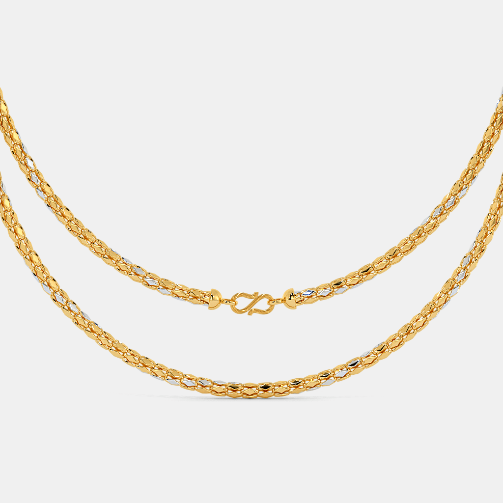 Men’s Gold Patterned Link Chain Necklace Dual Tone Textured Design