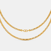 Men’s Gold Patterned Link Chain Necklace Dual Tone Textured Design