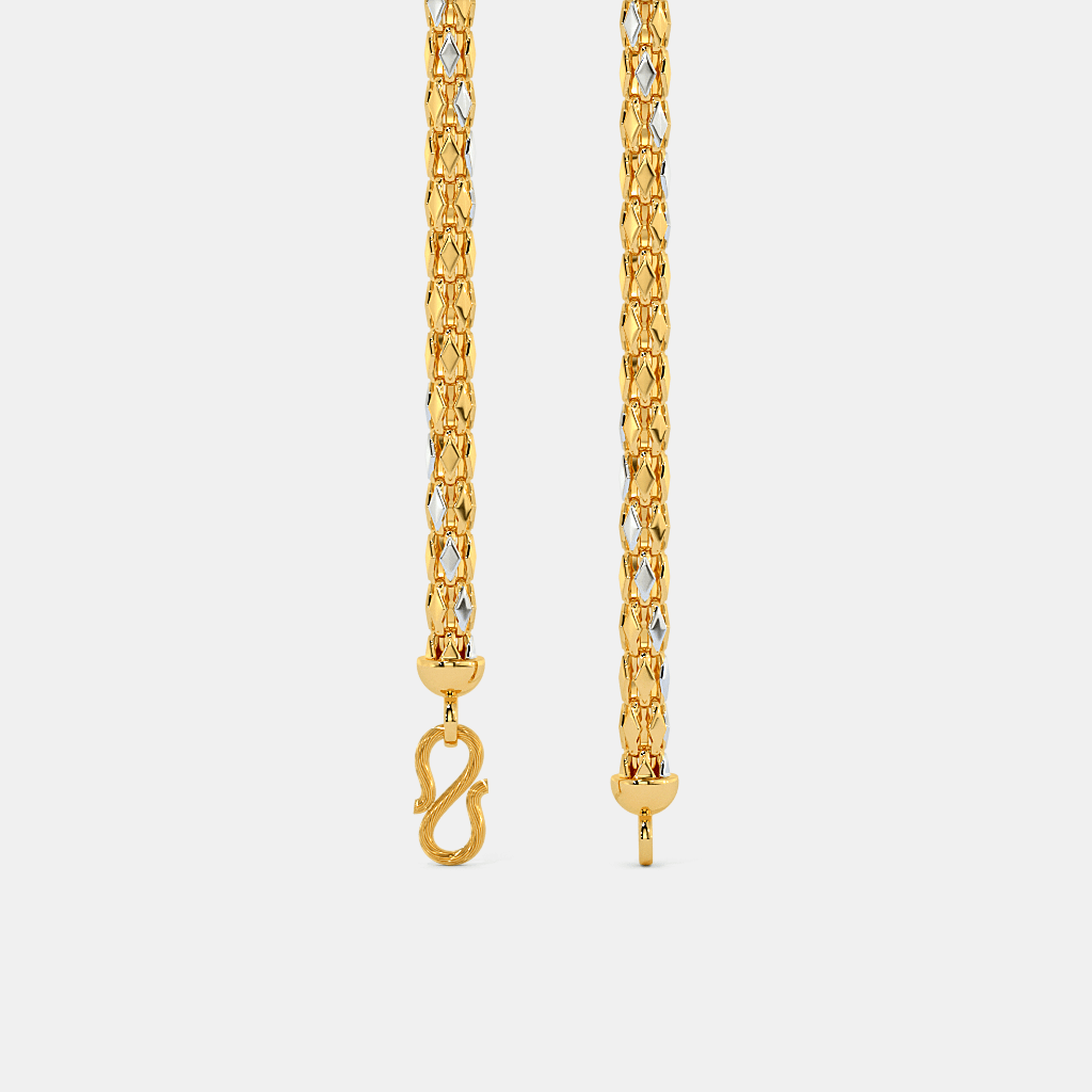 Men’s Gold Patterned Link Chain Necklace Dual Tone Textured Design