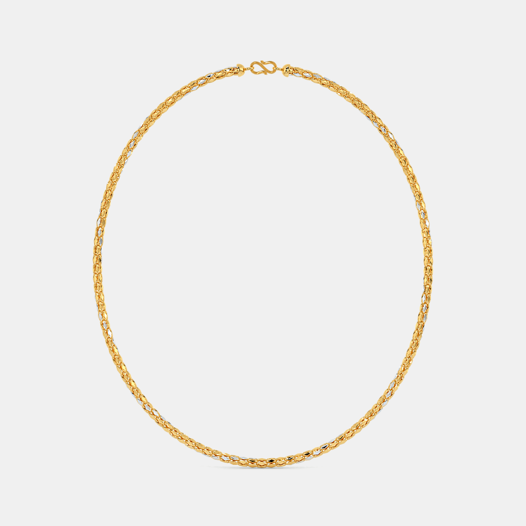 Men’s Gold Patterned Link Chain Necklace Dual Tone Textured Design