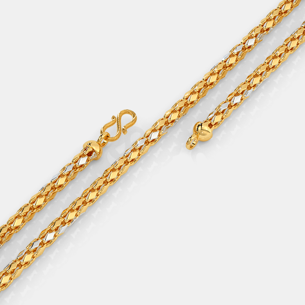 Men’s Gold Patterned Link Chain Necklace Dual Tone Textured Design