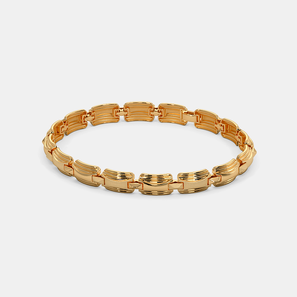 Men’s Gold Rectangular Link Bracelet Premium Solid Gold Modern Design