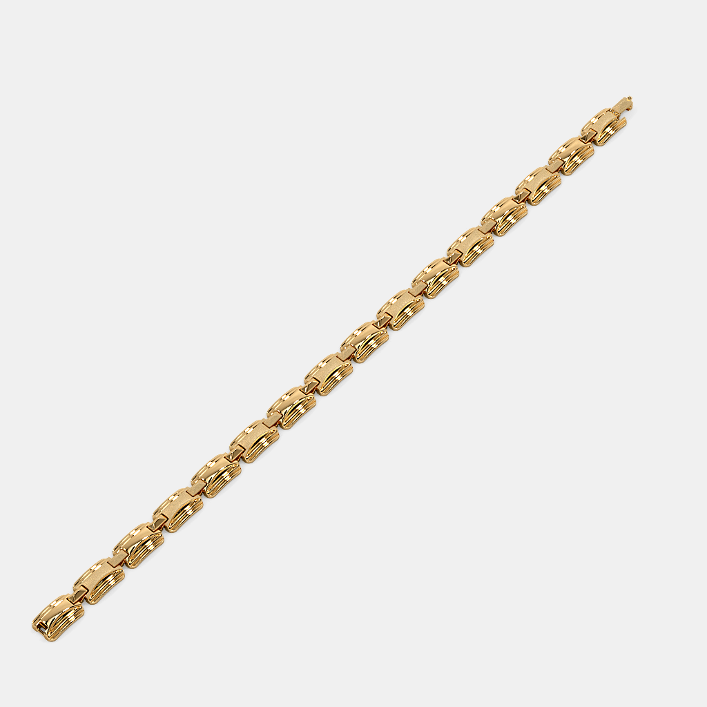 Men’s Gold Rectangular Link Bracelet Premium Solid Gold Modern Design