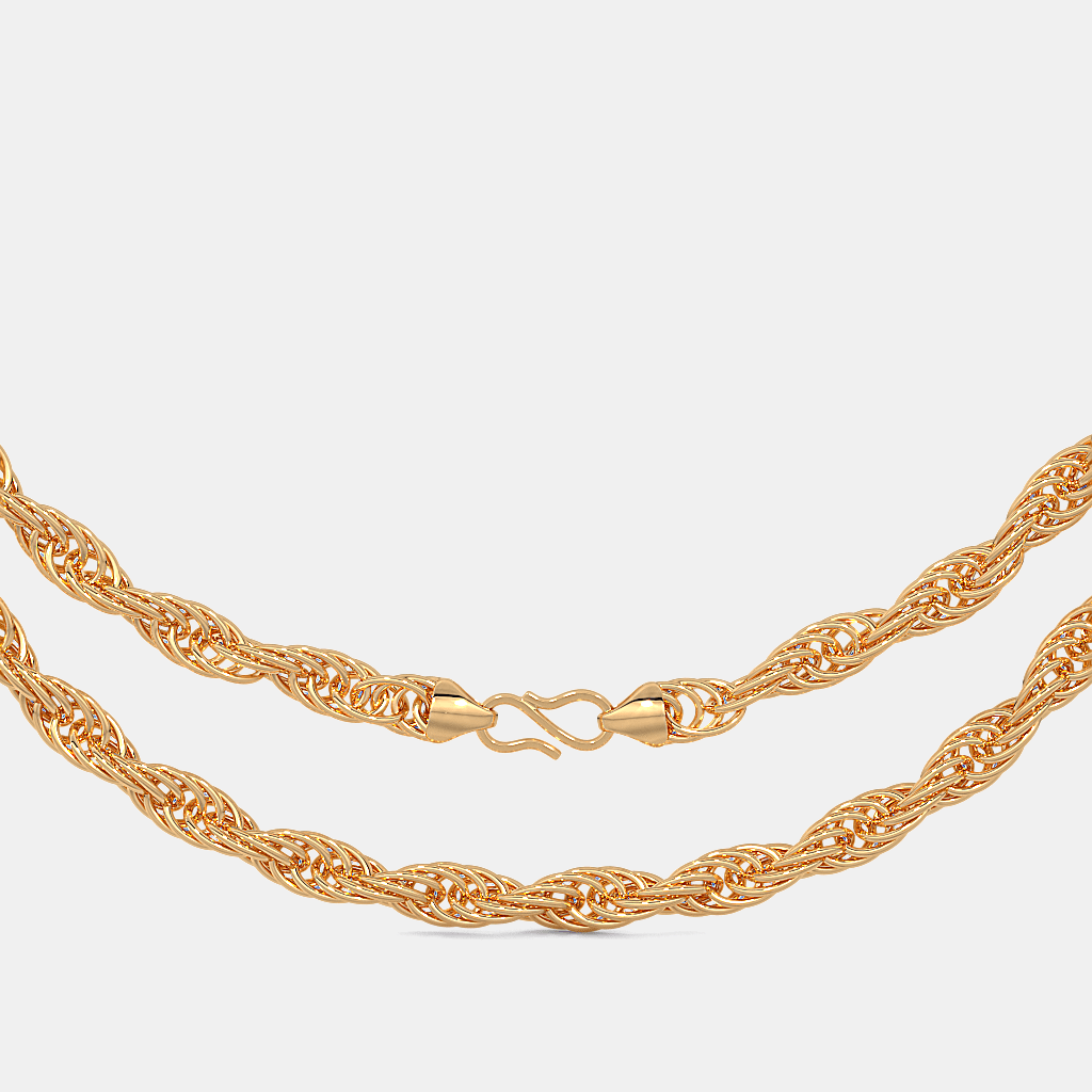 Men’s Gold Rope Chain Necklace Classic Twisted Link Design
