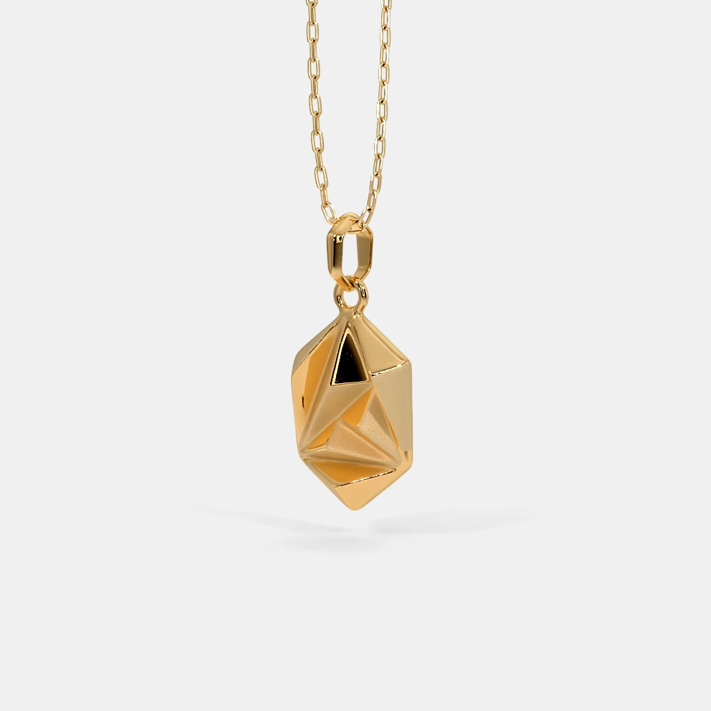 Men’s Minimal Gold Geometric Pendant Necklace Modern Solid Gold Design