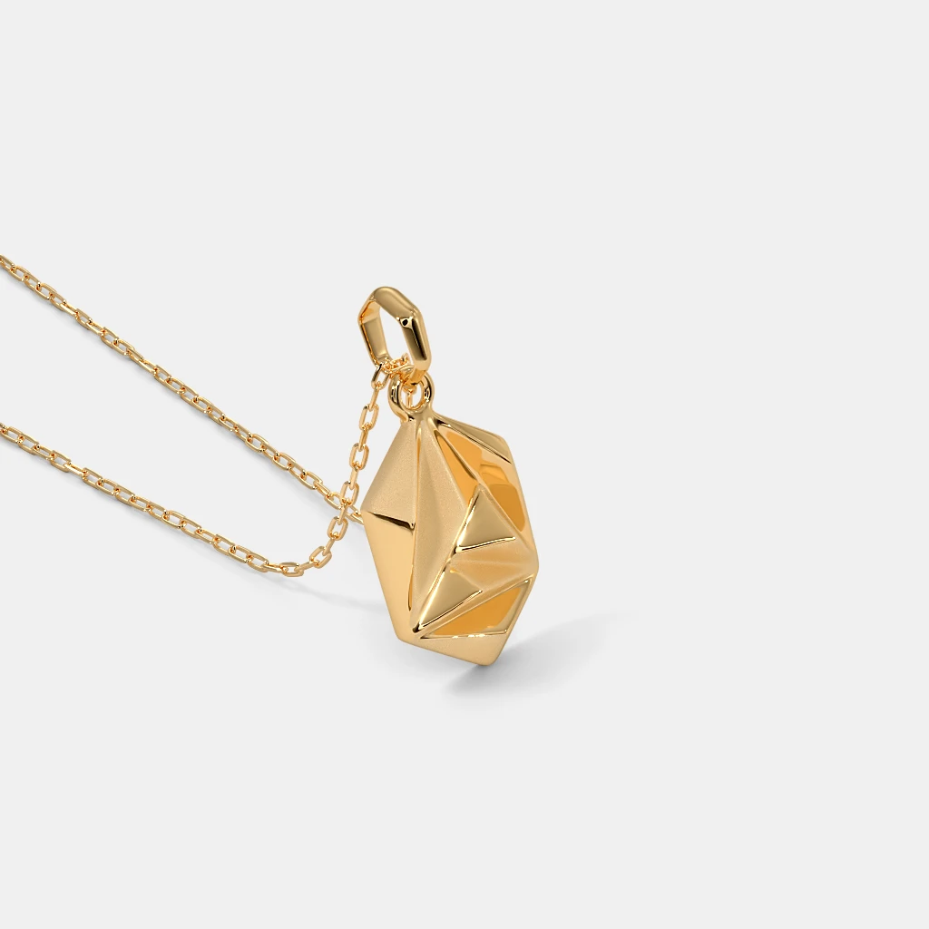 Men’s Minimal Gold Geometric Pendant Necklace Modern Solid Gold Design