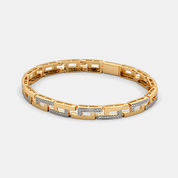 Men’s Rectangular Link Diamond Bracelet in Gold Modern Luxury Chain Design