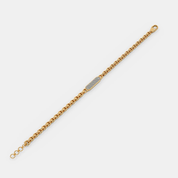 Men’s Slim Gold Chain Bracelet with Diamond Textured Center Plate