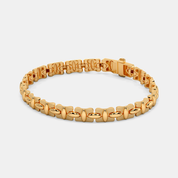 Men’s Solid Gold Curved Link Bracelet Classic Interlocking Design