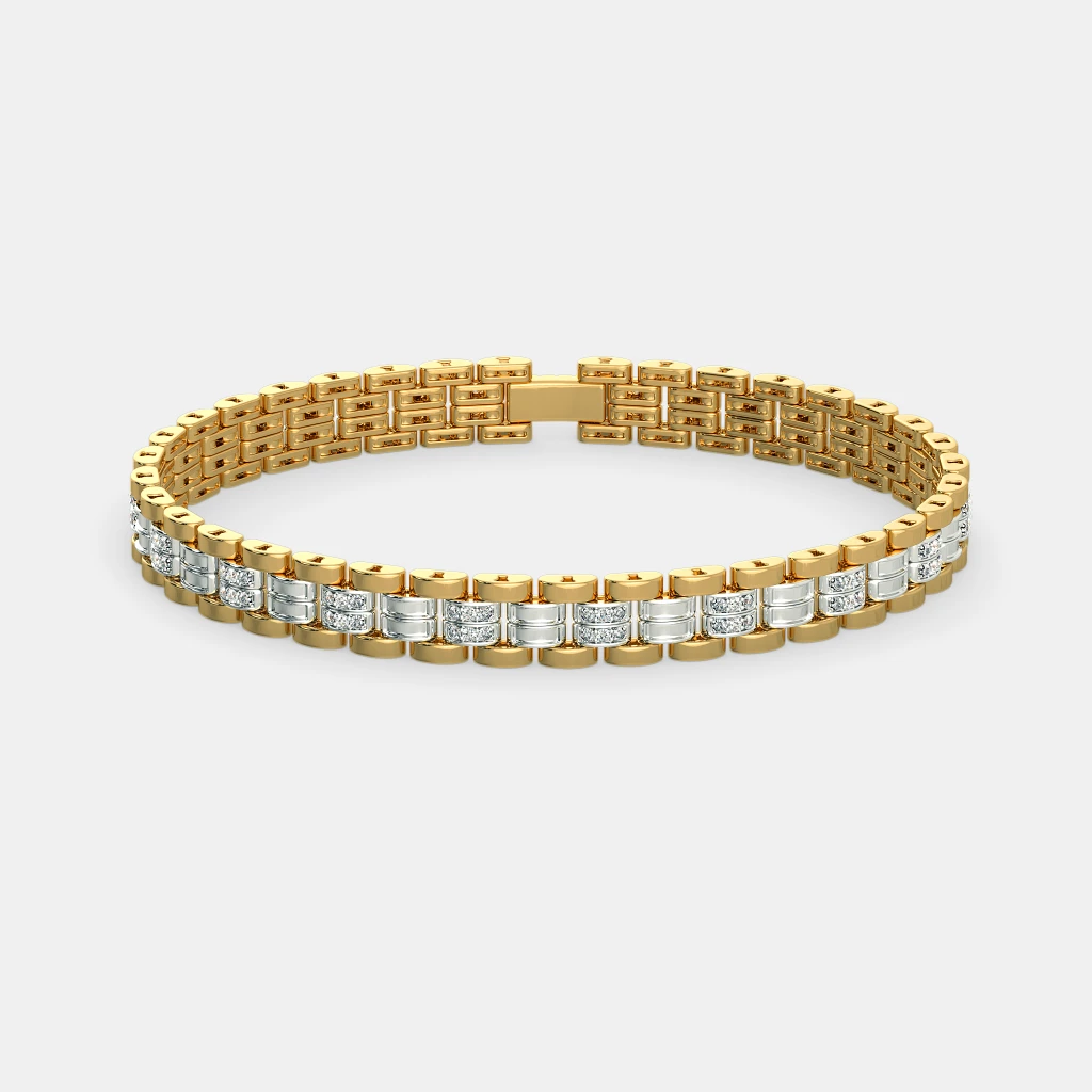 Men’s Two Tone Diamond Link Gold Bracelet