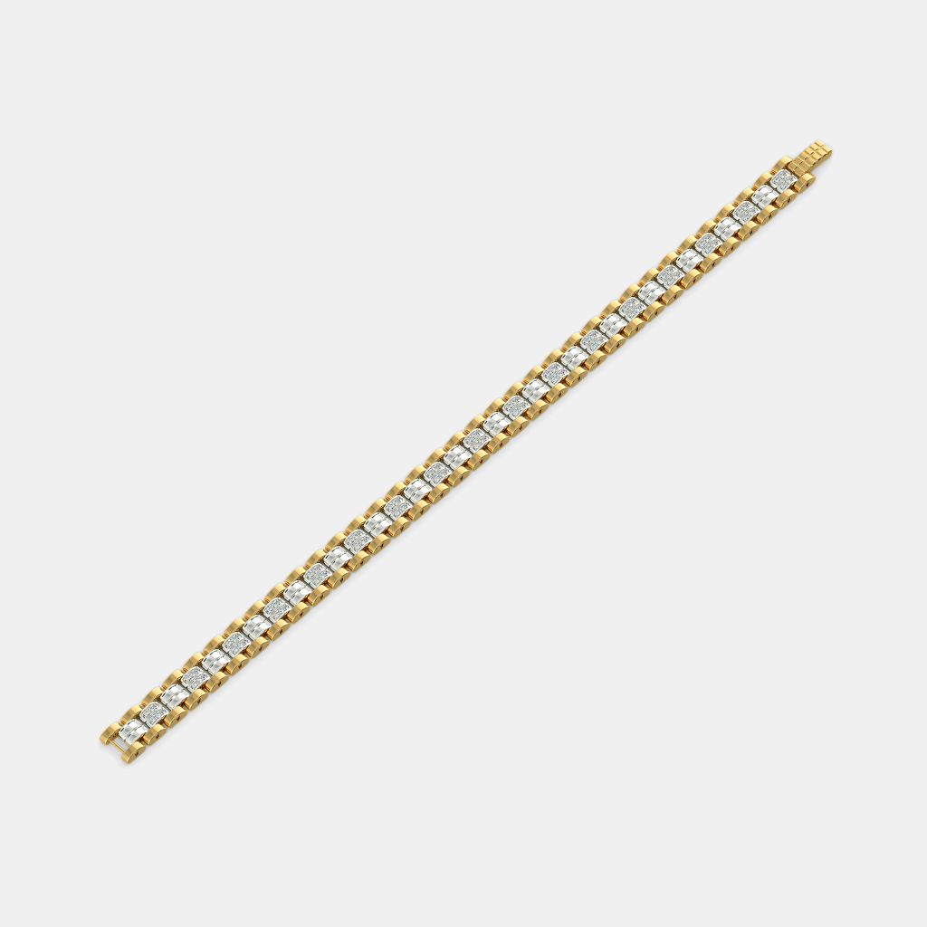 Men’s Two Tone Diamond Link Gold Bracelet