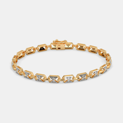 Men’s Two Tone Geometric Gold Bracelet Diamond Cut Link Design
