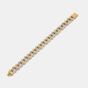 Men’s Two Tone Geometric Link Gold Bracelet with Textured Finish
