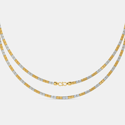 Men’s Two Tone Gold Box Chain Necklace Textured Alternating Link Design