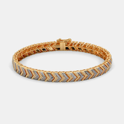 Men’s Two Tone Gold Chevron Bracelet Textured Zig Zag Pattern Design