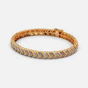 Men’s Two Tone Gold Chevron Bracelet Textured Zig Zag Pattern Design