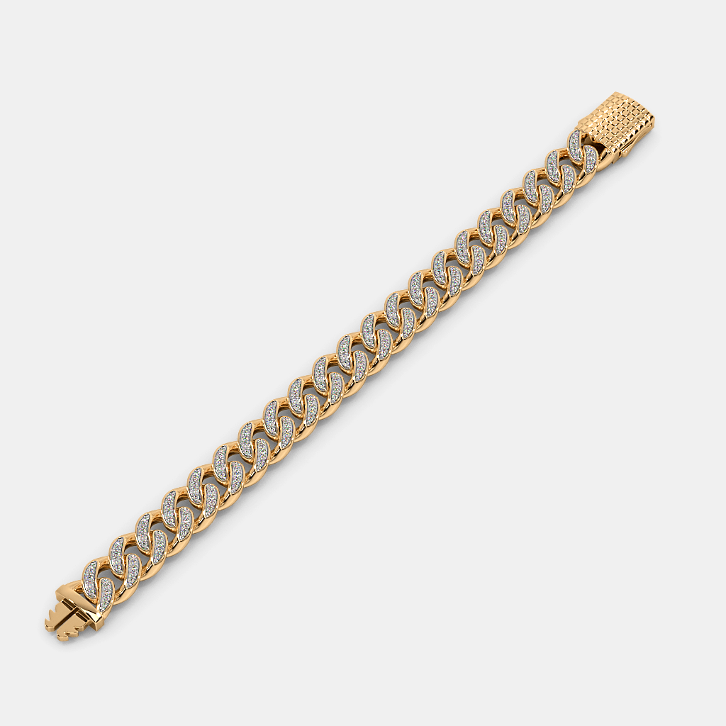 Men’s TwoTone Gold Curb Chain Bracelet with Textured Clasp
