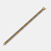 Men’s Two Tone Gold Link Bracelet with Fine Brick Pattern
