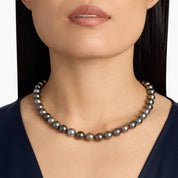 Sterling Silver Midnight Black Iridescent Pearl Necklace