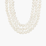 Sterling Silver Multi Strand White Pearl Necklace