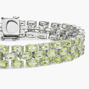Peridot Sterling Silver Diamond Double Row Tennis Bracelet