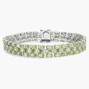 Peridot Sterling Silver Diamond Double Row Tennis Bracelet