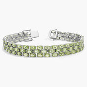 Peridot Sterling Silver Diamond Double Row Tennis Bracelet