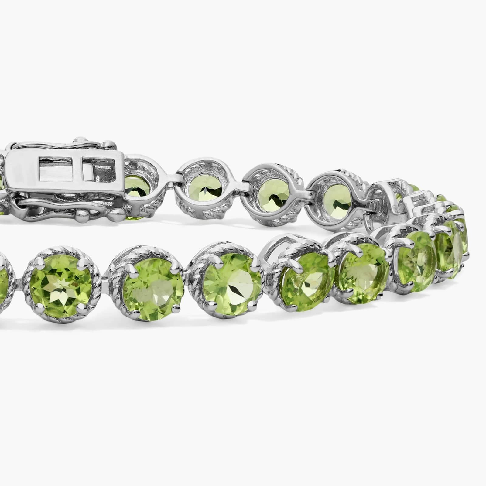 Peridot Sterling Silver Diamond Tennis Bracelet