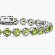 Peridot Sterling Silver Diamond Tennis Bracelet